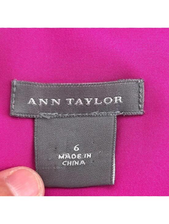 Ann Taylor Sleeveless Raspberry Pink Silk Shift with Asymmetrical Tie | Size 6 - Picture 7 of 11
